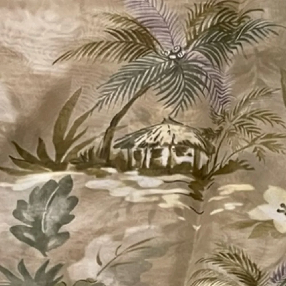 Bed Bath & Beyond Green, Creme & Tan Print Shower Curtain RN30221